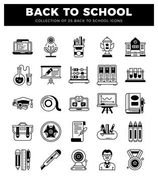 Back to school icon collection with education and learning symbols on white.. イラスト素材