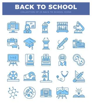 Back to school icon collection with education. science. and art symbols on .. イラスト素材