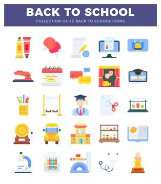 Back to school icon collection with educational and student supplies Stock-Illustration