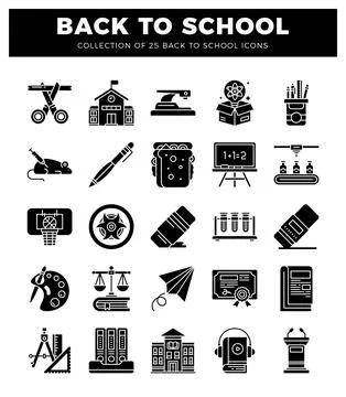 Back to school icon collection with educational and science items in a grid Ilustración de archivo