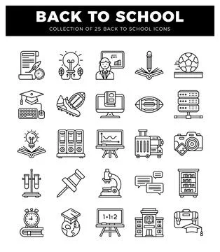 Back to school icon collection with educational and sports elements. isolat.. Stockillustratie