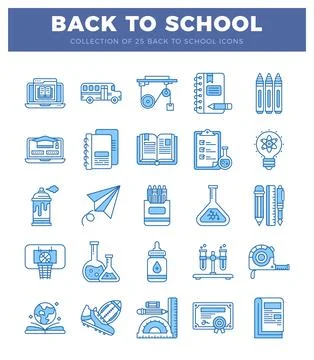 Back to school icon collection featuring education and science symbols イラスト素材