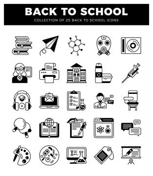 Back to school icon collection featuring educational and science symbols. イラスト素材