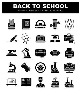 Back to school icon collection with school and science symbols. Stockillustratie