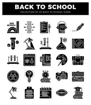 Back to school icon collection on white background. Study and science eleme.. Stock Illustration