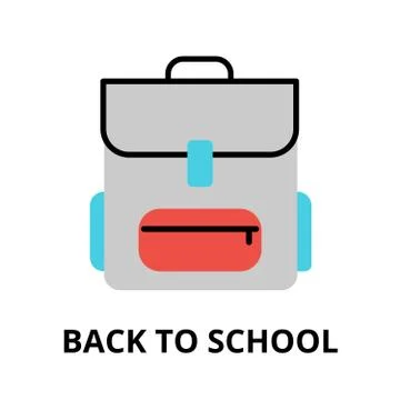 Back to school icon, flat thin line vector illustration Illustrazione stock