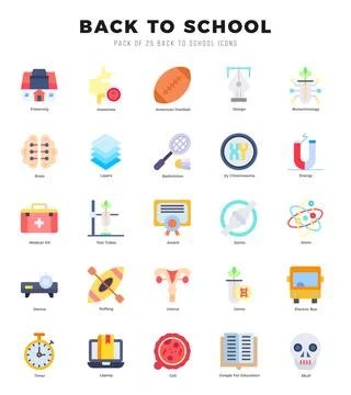 Back To School Icon Pack 25 Vector Symbols for Web Design. Ilustración de archivo