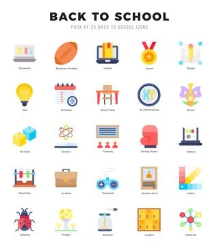 Back To School icon pack for your website. mobile. presentation. and logo d.. Ilustración de archivo