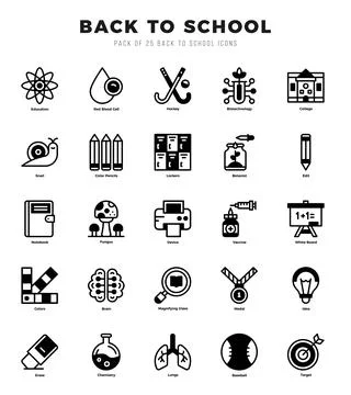Back To School icon pack for your website. mobile. presentation. and logo d.. Ilustración de archivo