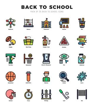 Back To School icon pack for your website. mobile. presentation. and logo d.. Ilustración de archivo