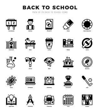 Back To School icon pack for your website. mobile. presentation. and logo d.. Ilustración de archivo