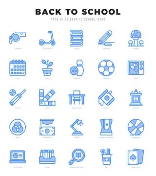 Back To School icon pack for your website. mobile. presentation. and logo d.. Ilustración de archivo
