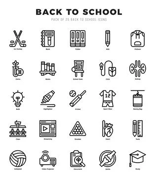 Back To School icon pack for your website. mobile. presentation. and logo d.. Ilustración de archivo