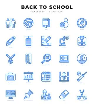 Back To School icon pack for your website. mobile. presentation. and logo d.. Ilustración de archivo