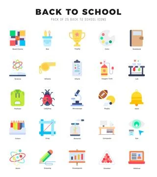 Back To School icon pack for your website. mobile. presentation. and logo d.. Ilustración de archivo