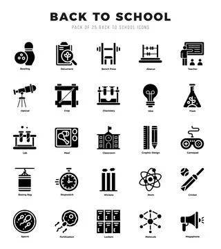Back To School icon pack for your website. mobile. presentation. and logo d.. Ilustración de archivo