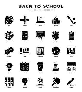 Back To School icon pack for your website. mobile. presentation. and logo d.. Ilustración de archivo