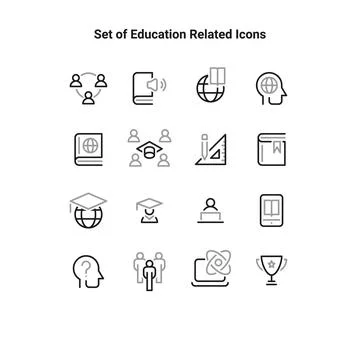 Back to school icon set with 16 different vector icons related with education Stock Illustration
