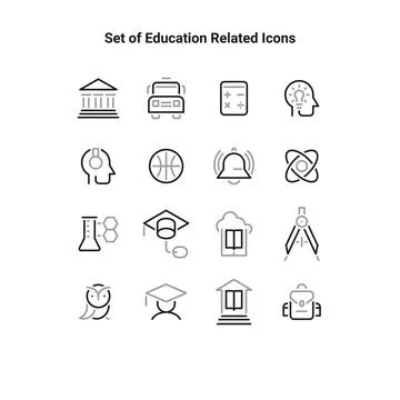 Back to school icon set with 16 different vector icons related with education Stock Illustration