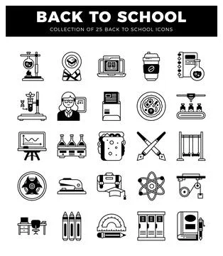 Back to school icon set for education and science. learning icons. Stock Illustration