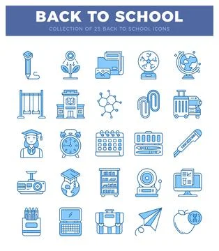 Back to school icon set for education and learning with academic symbols Stock Illustration