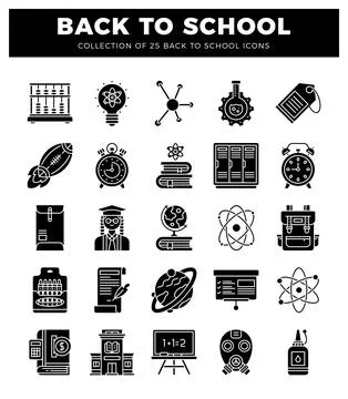 Back to school icon set education. learning. and classroom essentials colle.. Ilustración de archivo