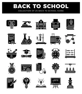 Back to school icon set education. learning. and achievement symbols. Ilustración de archivo