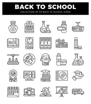 Back to school icon set with educational and learning symbols. イラスト素材