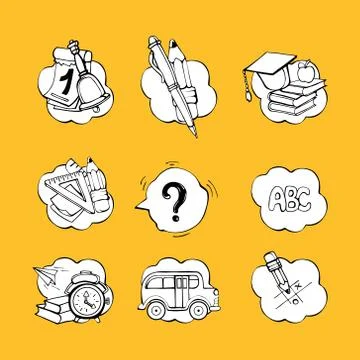 Back to school icon set Illustrazione stock