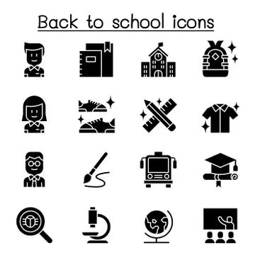 Back to school icon set Illustrazione stock