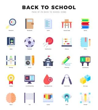 Back To School Icons bundle. Flat style Icons. Vector illustration. Stock Illustration