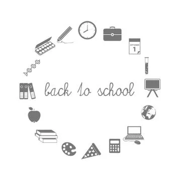Back to school icons in circle Stock Illustration
