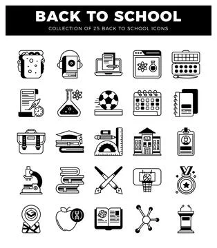 Back to school icons in a clean. modern graphic design.  Scientific. educat.. Ilustración de archivo