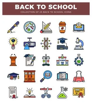 Back to School Icons Collection. Digital illustration for education. scienc.. Illustrazione stock
