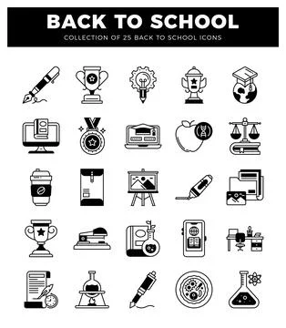 Back to school icons collection of educational and learning symbols with a .. イラスト素材