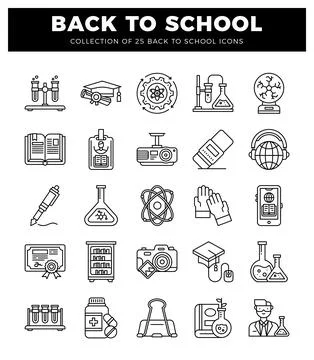 Back to School Icons. A Collection of Educational Symbols Stock Illustration