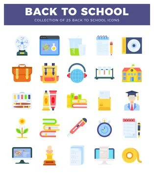 Back to school icons collection on white background Ilustración de archivo