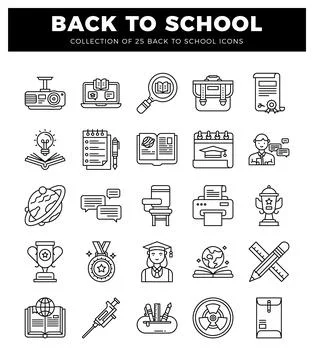 Back to school icons collection on a white background for educational concept Stock Illustration