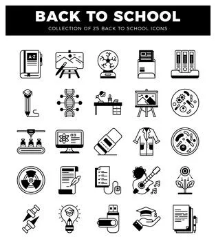 Back to School icons collection on a white background. education and scienc.. Stock Illustration