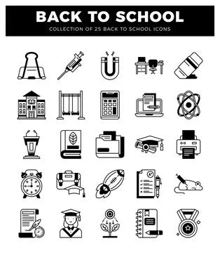 Back to school icons for education and learning. Ilustración de archivo
