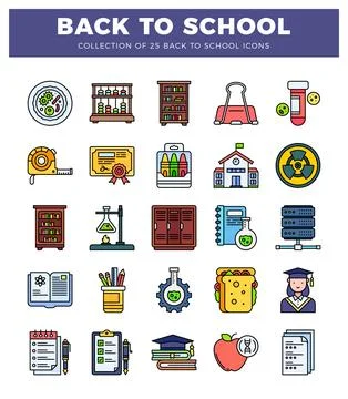 Back to school icons with educational and science elements イラスト素材