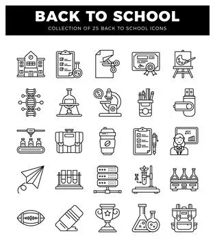 Back to school icons with educational and science elements Illustrazione stock