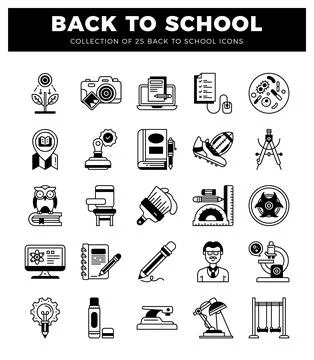 Back to school icons with educational and scientific elements. Stock Illustration