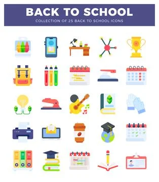 Back to school icons with educational and learning elements on white backgr.. イラスト素材