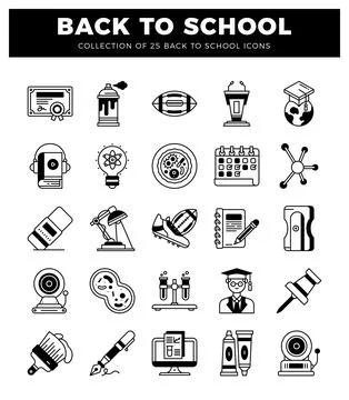 Back to school icons with educational and sporting elements Illustrazione stock