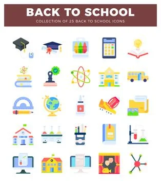 Back to school icons featuring academic and scientific elements on a white .. Stockillustratie