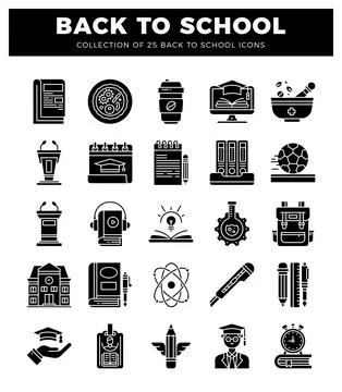 Back to school icons featuring educational and learning symbols. イラスト素材