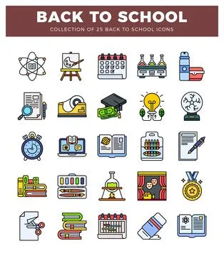 Back to School icons featuring educational Stock-Illustration