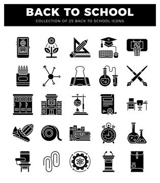 Back to school icons. flat design style. Ilustración de archivo