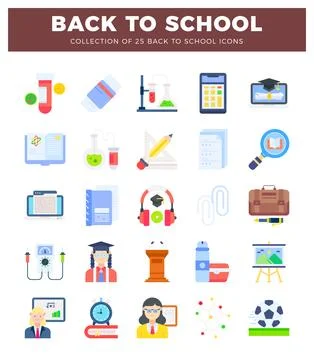 Back to school icons in flat design style. イラスト素材